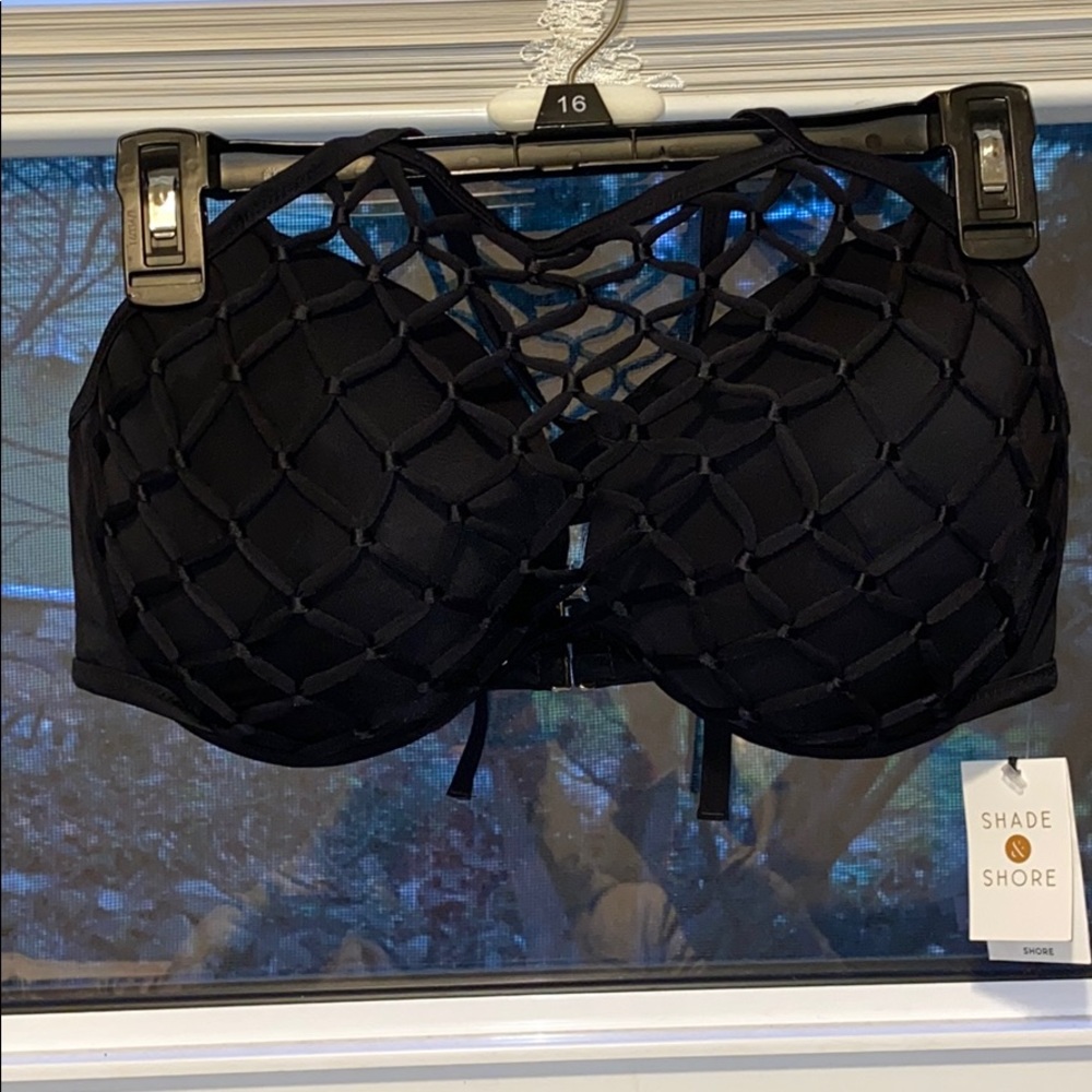 Black high-neck bikini top
